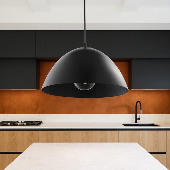 Lampadario cupola di metallo nero 34cm per cucina